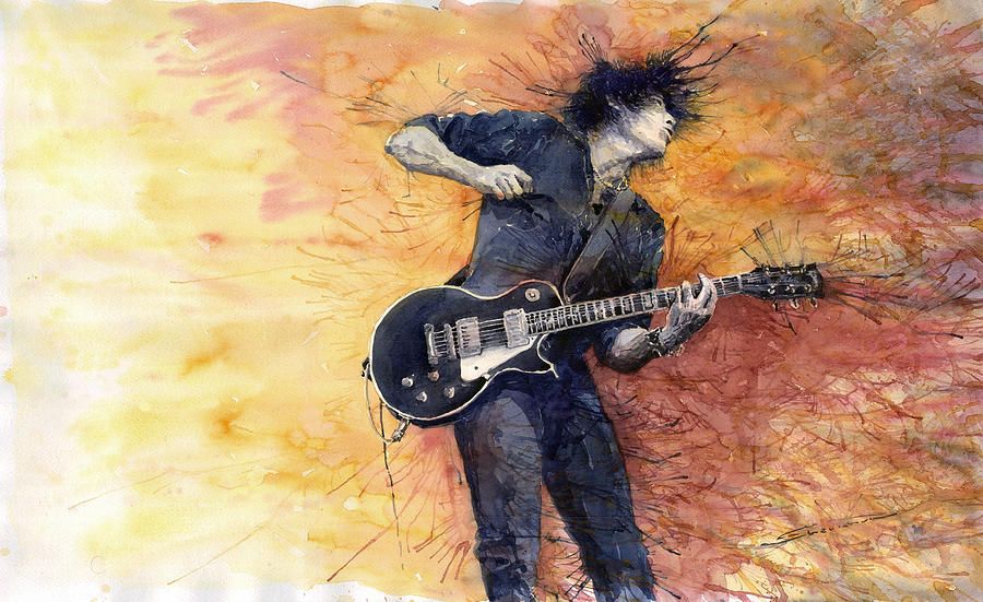 900x551 Jazz Rock Guitarist Stone Temple Pilots Painting Art - Guitar Player Painting