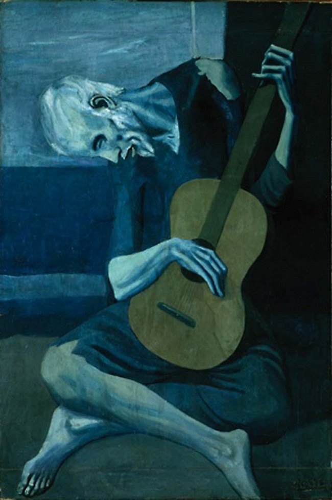 650x977 The Old Guitarist By Pablo Picasso - Guitar Player Painting