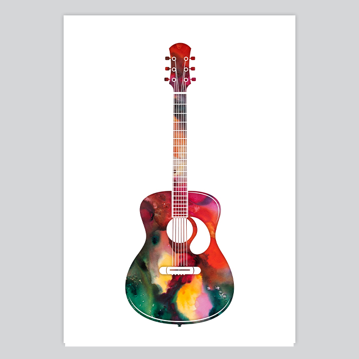 700x700 Guitar Watercolor Art Print - Guitar Watercolor Painting