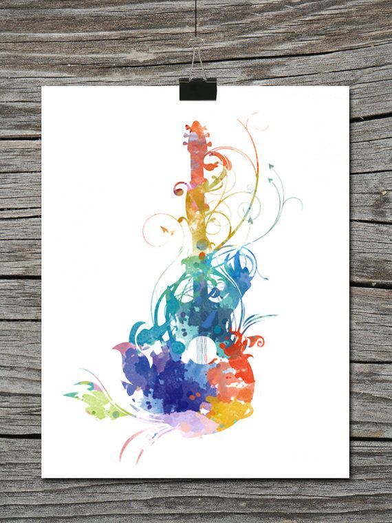 570x760 Watercolor Paintings Of Guitars - Guitar Watercolor Painting