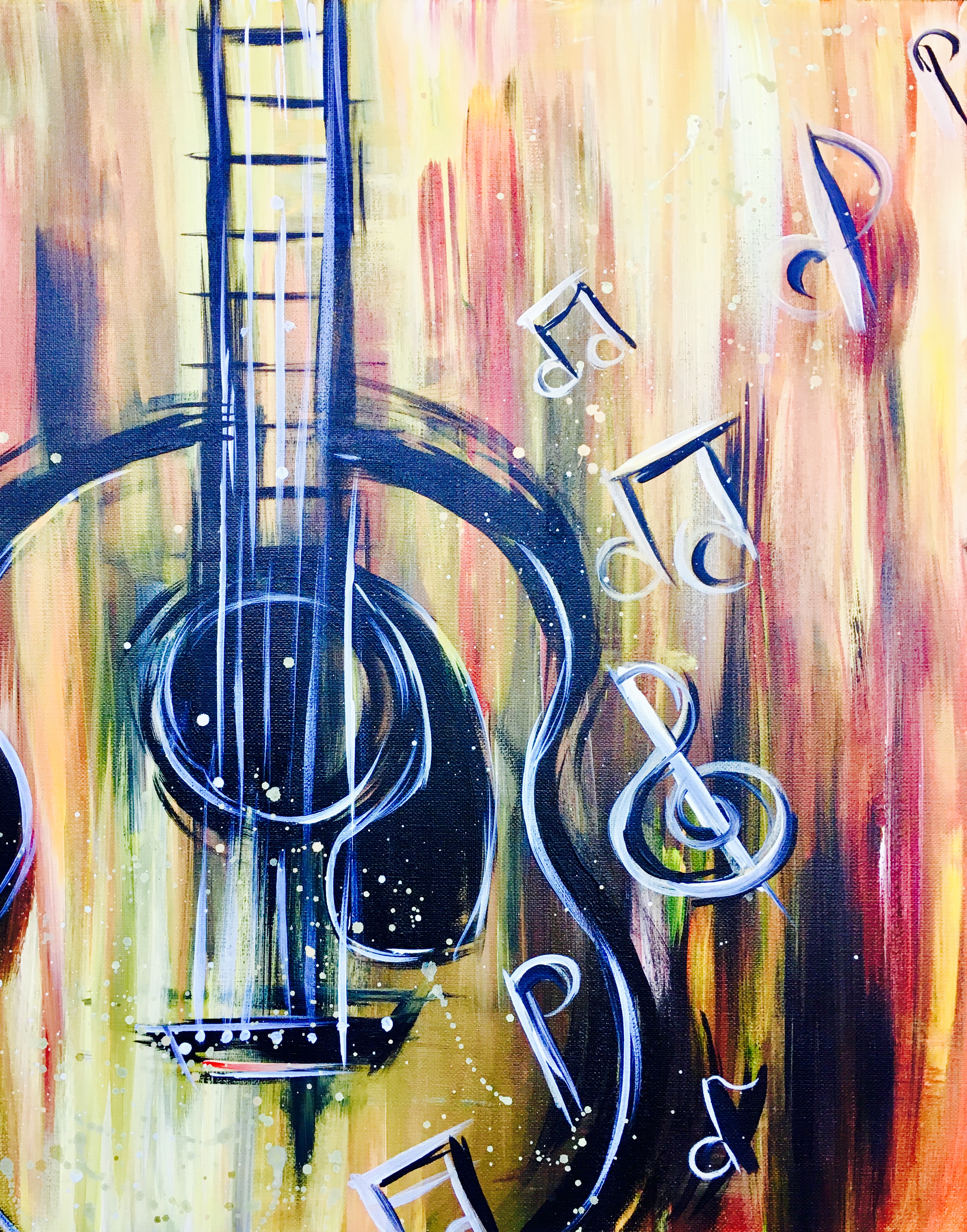 2791x3556 Be! Creative Arts Center - Guitar Watercolor Painting