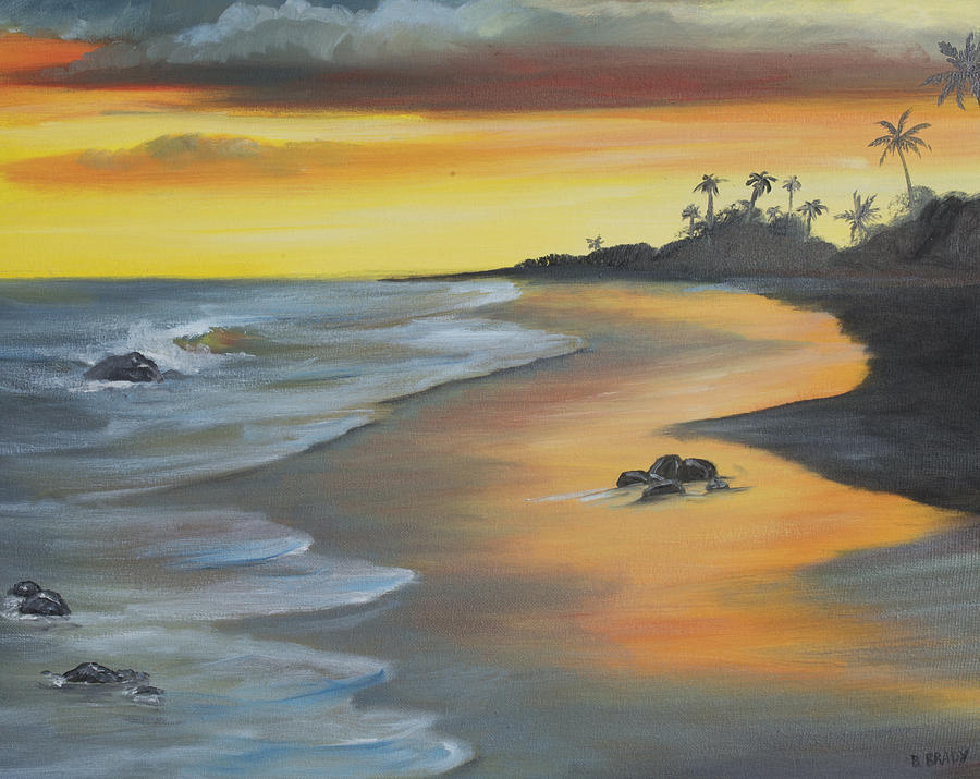 900x715 Sunset Along Florida's Gulf Coast Painting By Barbara Brady - Gulf Coast Painting