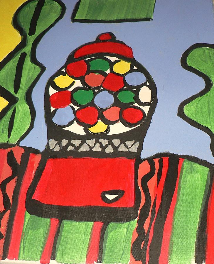 729x900 Gumball Machine Painting By Valerie Colston - Gumball Machine Painting