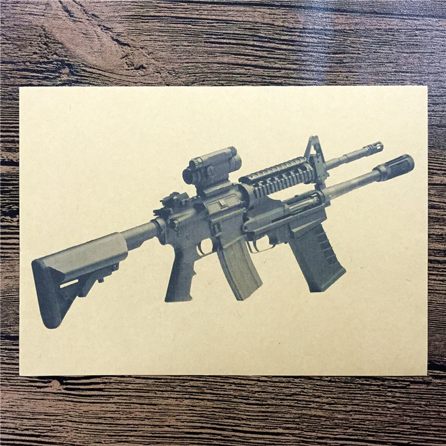 640x640 Rmg 074 Home Decor Poster Kraft Paper Practical Machine Gun - Gun Painting