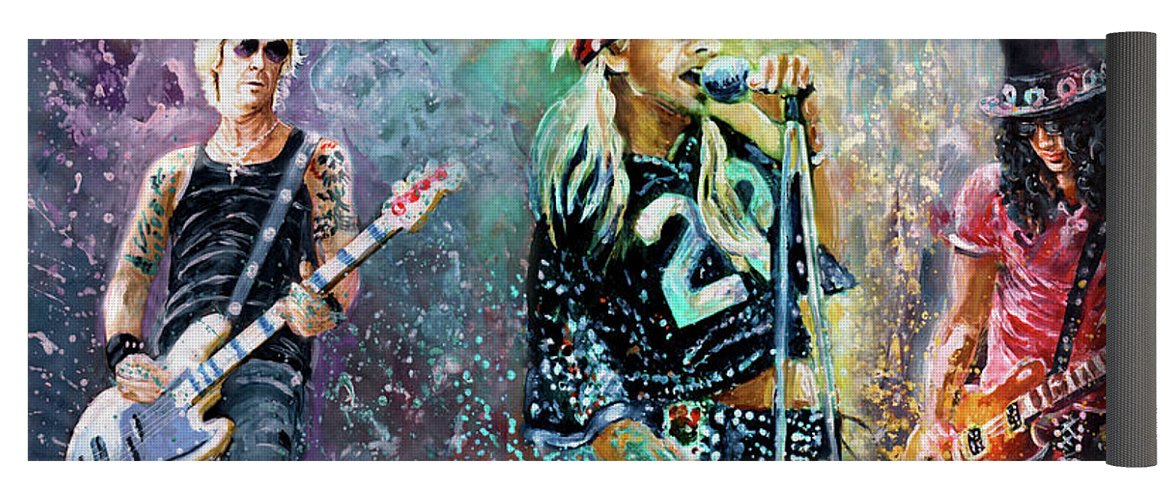 1171x500 Guns N Roses Yoga Mat For Sale By Miki De Goodaboom - Guns And Roses Painting