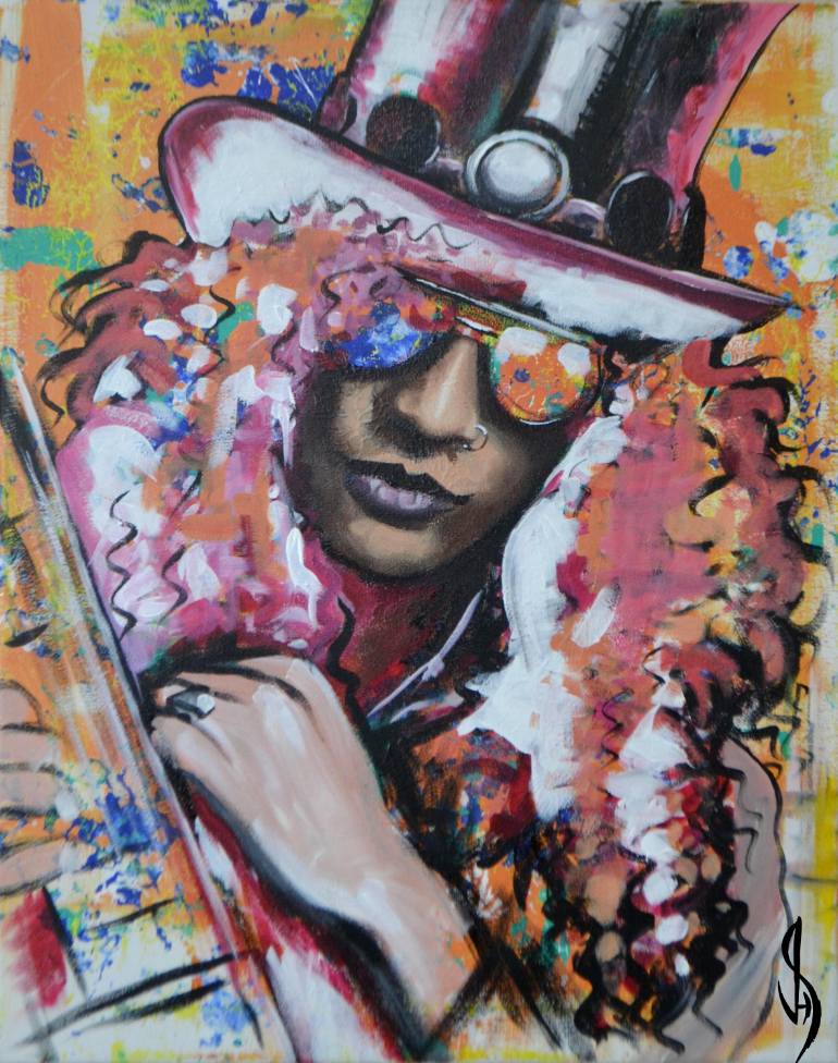 770x976 Saatchi Art Slash In Guns N Roses Painting By Jonathan Harris - Guns And Roses Painting