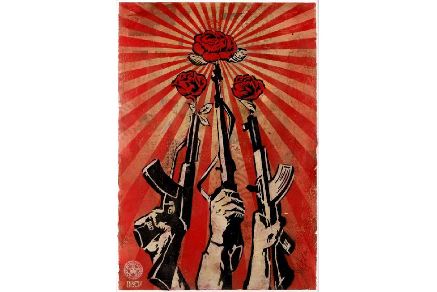 865x577 These Are The Most Expensive Shepard Fairey Art Pieces Sold - Guns And Roses Painting