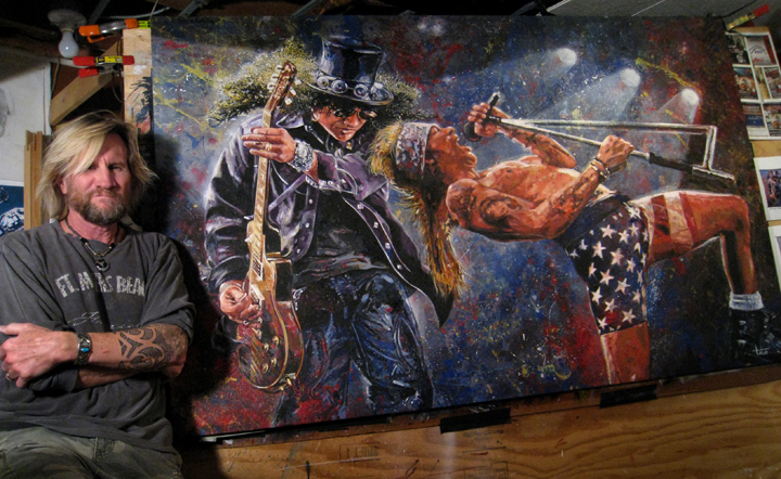 720x442 Tom Nollguns N' Roses Commissioned Oil Painting. - Guns And Roses Painting