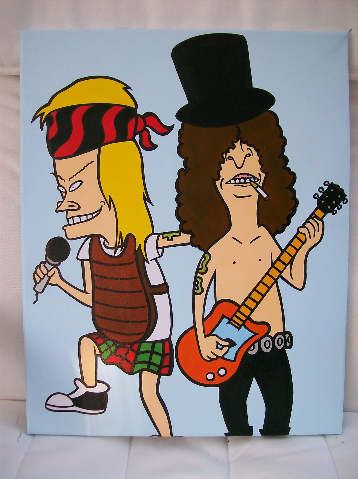 1198x1600 Jdtoonart Cartoon And Comic Pop Art Paintings Beavis And Butthead - Guns N Roses Painting