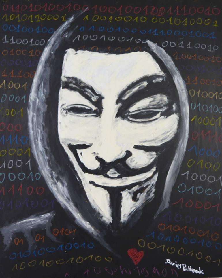 770x965 Saatchi Art Guy Fawkes Mask ( Anonymous Hacker They Dont Forgive - Guy Fawkes Mask Painting