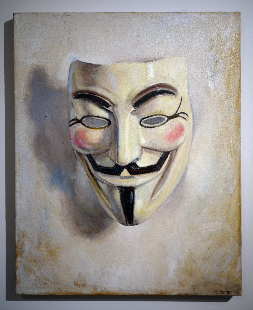 816x1000 Jesse Edwards Anonymous Mask Oil Painting - Guy Fawkes Mask Painting