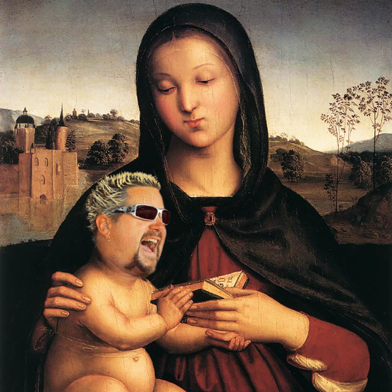 768x768 These Paintings Of Guy Fieri As A Renaissance Baby Will Blow Your Mind - Guy Fieri Painting
