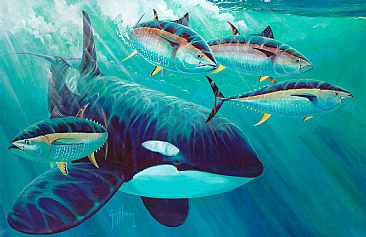366x237 Killer Whale And Tuna - Guy Harvey Painting