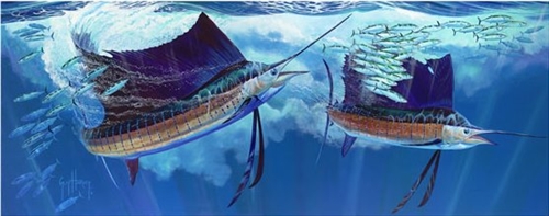 500x197 Double Down By Guy Harvey, Double Down, Guy Harvey - Guy Harvey Painting