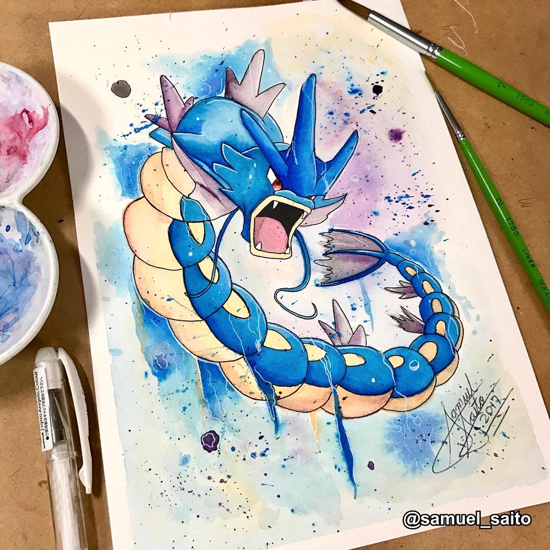 1080x1080 Gyarados By Samuel Saito - Gyarados Painting