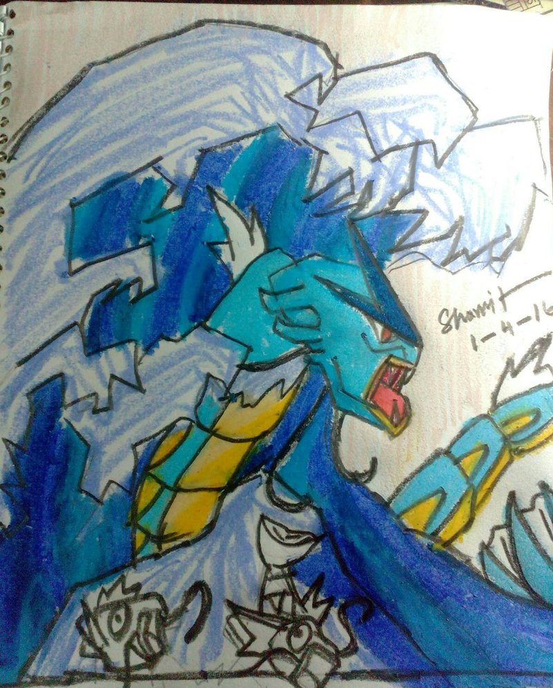 801x997 Gyarados Fan Art By Shamitahmed - Gyarados Painting