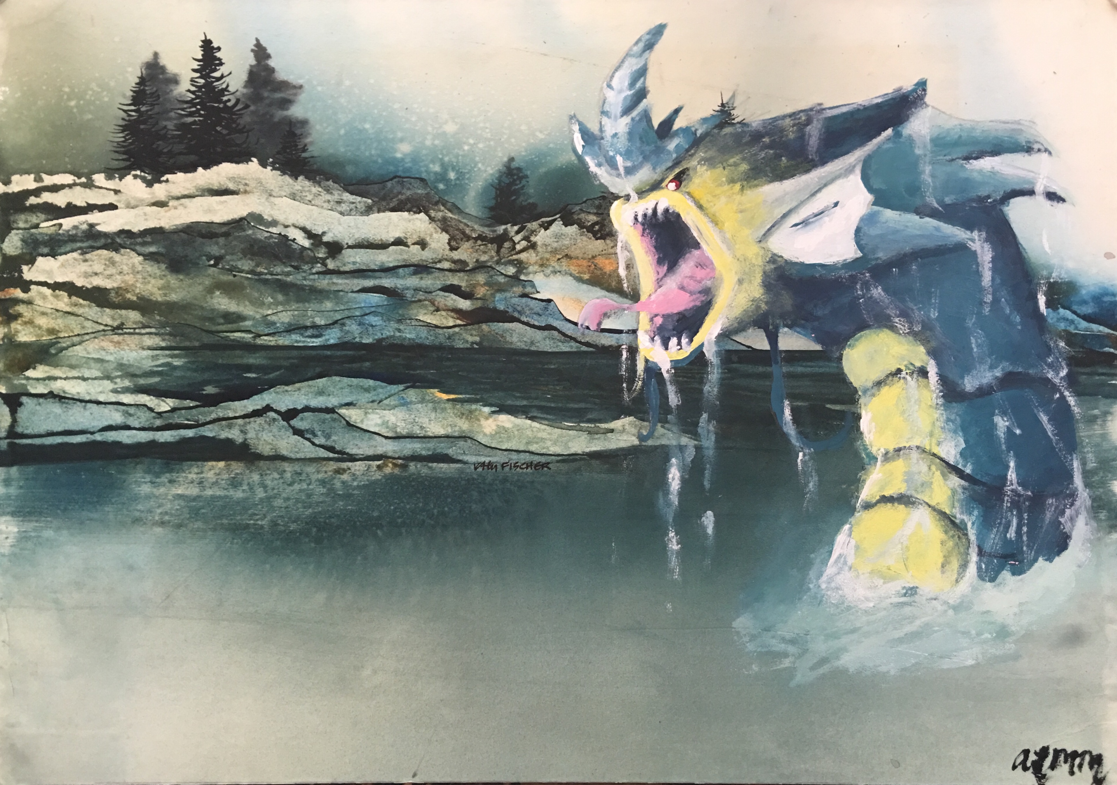 3832x2694 I Drew A Gyarados! - Gyarados Painting