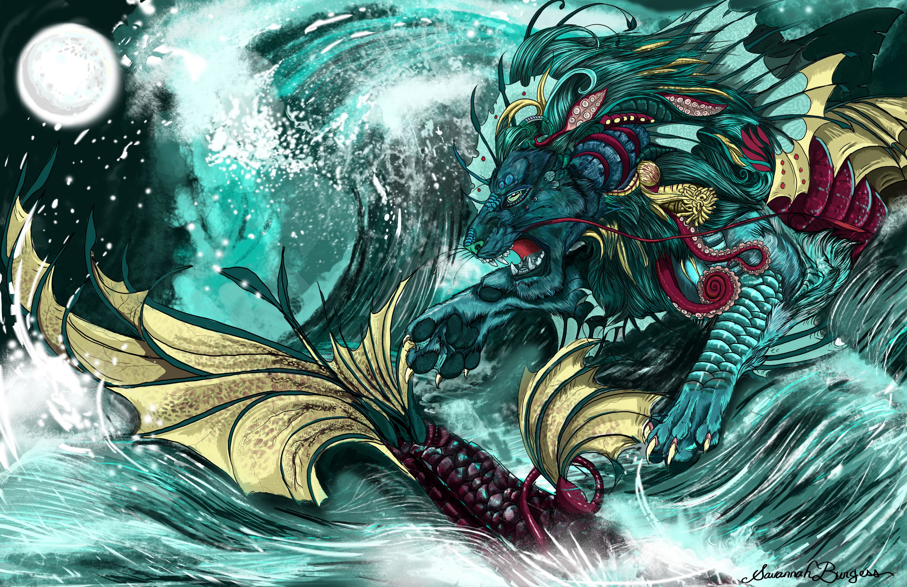 3060x1980 Just Finished My First Digital Painting, The Wrath Of The Ancient - Gyarados Painting