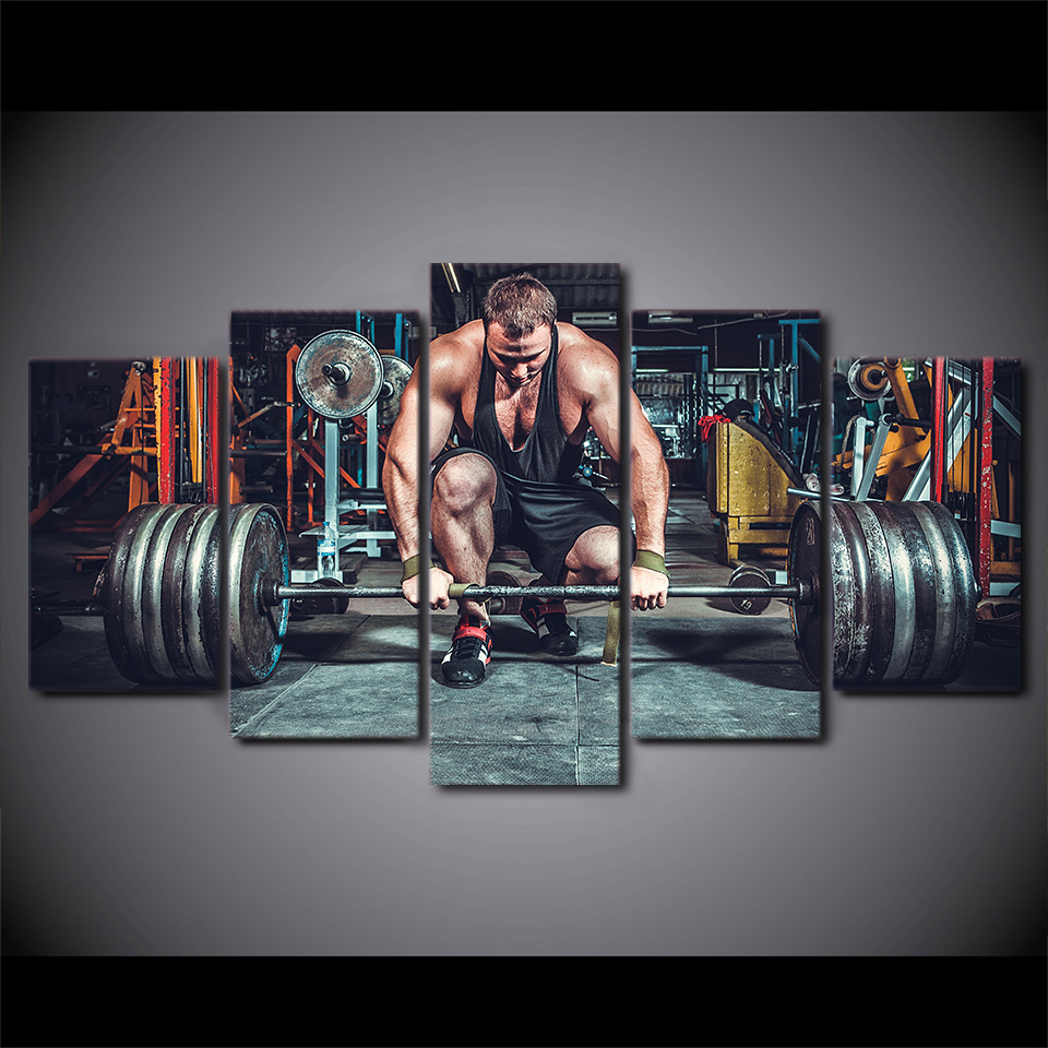 960x960 Canvas Poster Hd Printed Wall Art Pictures Modular Frame 5 Pieces - Gym Painting