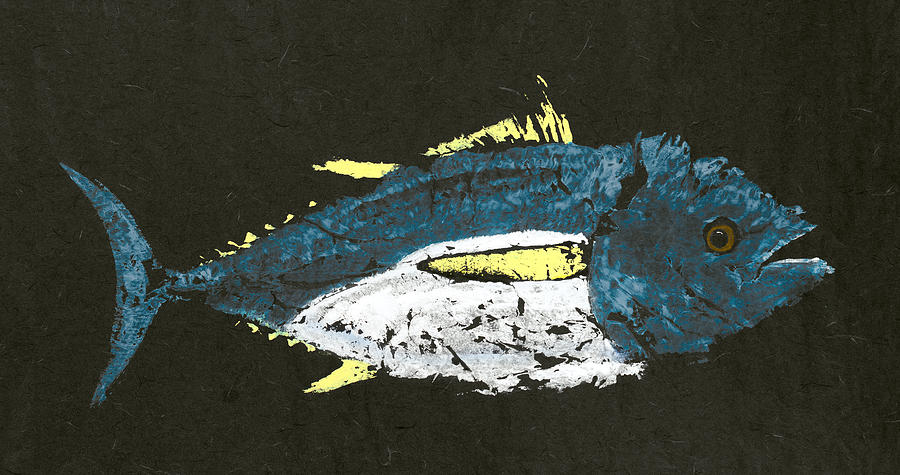 900x475 Gyotaku Yellowfin Tuna Painting By Captain Warren Sellers - Gyotaku Painting