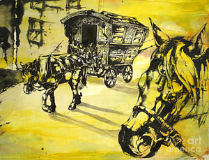 300x229 Gypsy Caravan Paintings Fine Art America - Gypsy Caravan Painting