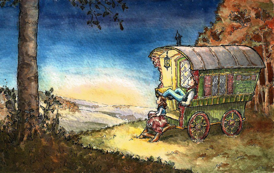 900x569 Gypsy Caravan By Frivolousdistinction Threadbound - Gypsy Caravan Painting