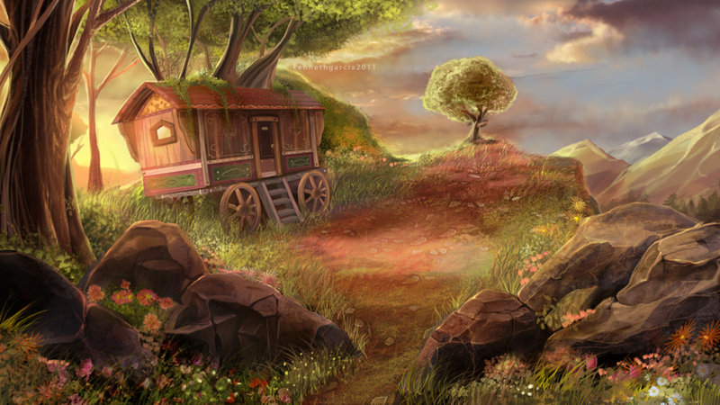 800x450 Gypsy Wagon By Handsky228 - Gypsy Caravan Painting