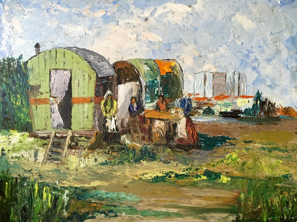 1200x900 Gypsy Caravan Camp Danda - Gypsy Caravan Painting