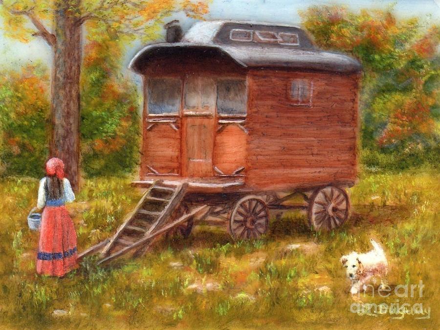 900x675 The Gypsy Caravan Painting By Lora Duguay - Gypsy Caravan Painting