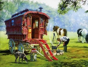 300x231 Gypsy Caravan Card Happy Birthday Ebay - Gypsy Caravan Painting