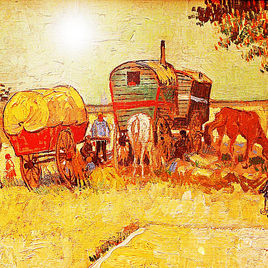 268x268 Gypsy' Caravan. Russian And Tzygane Folk Guitar Music. By Andrei - Gypsy Caravan Painting