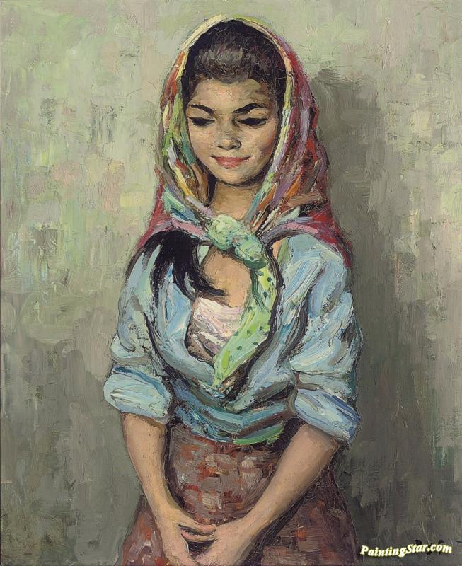653x800 Gypsy Girl In A Shawl Artwork By Marcel Dyf Oil Painting Amp Art - Gypsy Girl Painting