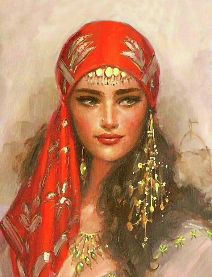 688x900 Gypsy Girl Portrait Painting By Long Shot - Gypsy Girl Painting