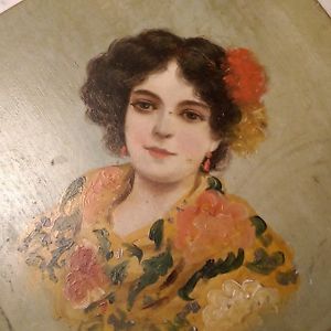 300x300 Antique Portrait Gypsy Girl Oil Painting Listed - Gypsy Girl Painting