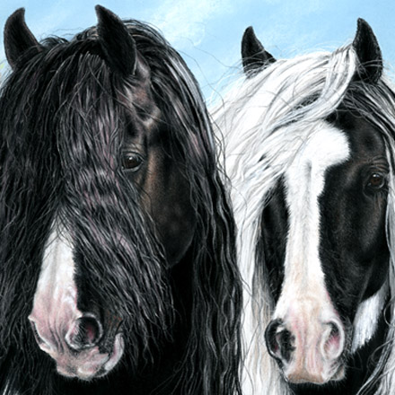 440x440 Pastel Gypsy Vanner Horse Painting - Gypsy Horse Painting