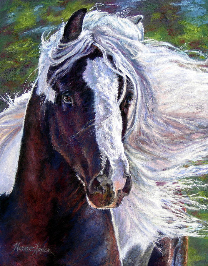 707x900 Pearlie King Gypsy Vanner Stallion Painting By Denise Horne Kaplan - Gypsy Horse Painting