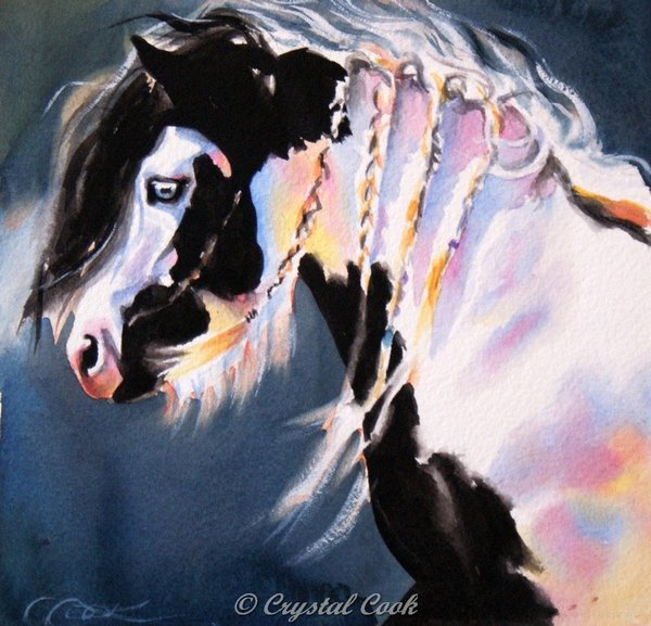 600x577 Twilight, Gypsy Vanner Horse By Crystalcookart - Gypsy Horse Painting
