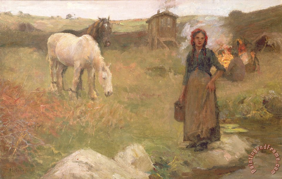 960x609 Harold Harvey The Gypsy Camp Painting - Gypsy Painting