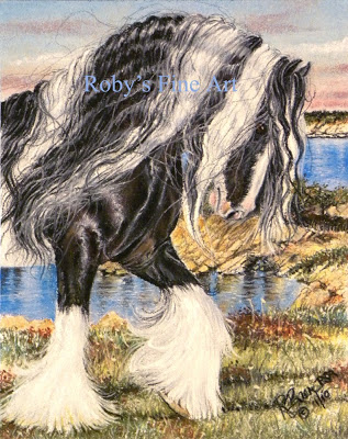 317x400 Pastel Paintings By Roberta Roby Baer Psa Gypsy Vanner By The Sea - Gypsy Vanner Painting