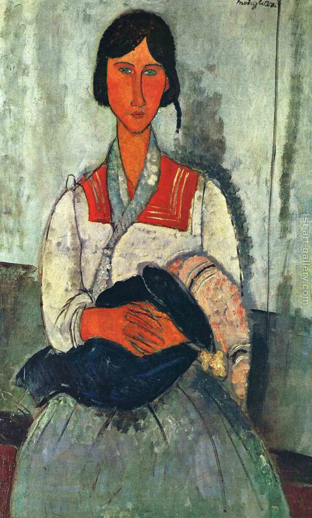 1000x1659 Gypsy Woman With Baby Amedeo Modigliani Reproduction 1st Art Gallery - Gypsy Woman Painting