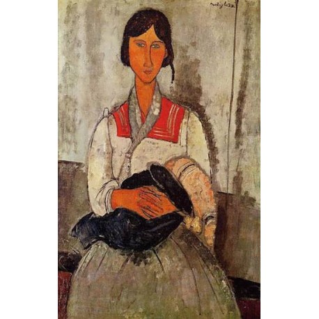 458x458 Gypsy Woman With Baby By Amedeo Modigliani Oil Painting - Gypsy Woman Painting