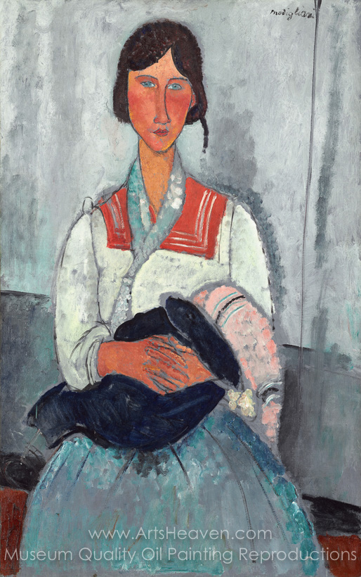 514x820 Reproduction Painting Amedeo Modigliani Gypsy Woman With Baby - Gypsy Woman Painting