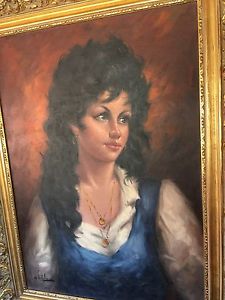 225x300 S.hilgle Gypsy Woman Lady Oil Painting Beautiful Signed Ebay - Gypsy Woman Painting