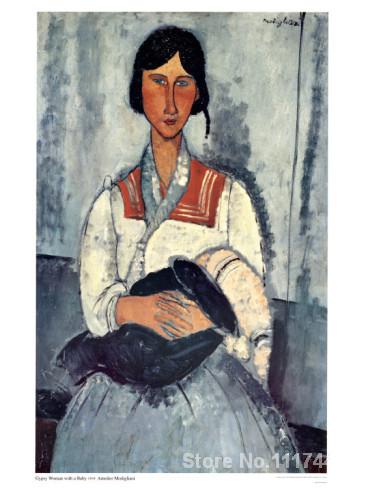 366x488 Canvas Art On Sale Gypsy Woman With Baby Amedeo Modigliani - Gypsy Woman With Baby Painting