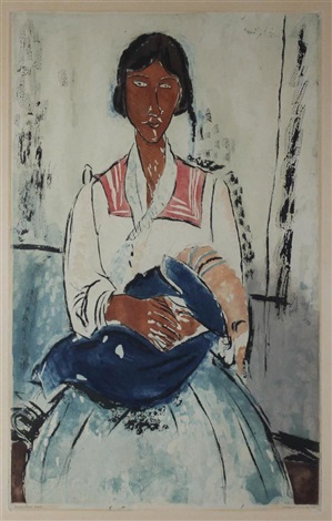 299x470 Gypsy Woman With A Baby After Modigliani By Jacques Villon On Artnet - Gypsy Woman With Baby Painting