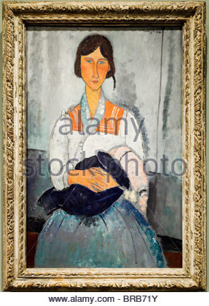 300x440 Gypsy Woman With Baby, By Amedeo Modigliani, 1919, Italian - Gypsy Woman With Baby Painting
