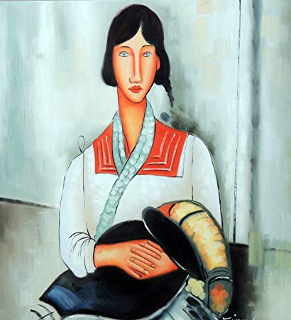 410x450 100% Hand Painted Gypsy Woman Baby Seated Modigliani - Gypsy Woman With Baby Painting