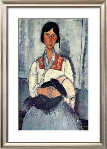 351x488 Gypsy Woman With Baby Poster By Amedeo Modigliani - Gypsy Woman With Baby Painting