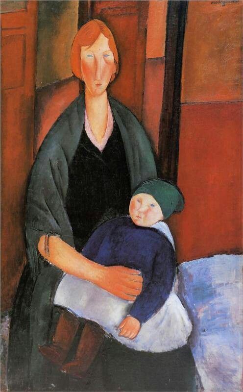 496x800 Painting Gypsy Woman With Baby Artist Amedeo Modigliani - Gypsy Woman With Baby Painting