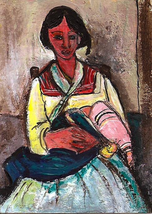 488x687 Penny Paints, Penny Stewart Aka Aceos, Some Mini - Gypsy Woman With Baby Painting